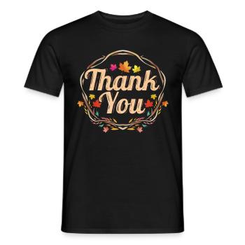 Thank You Wreath From Branches Autumn Thanksgiving - Männer T-Shirt - Schwarz - Vorne - AI Model Male 178 light (178cm)