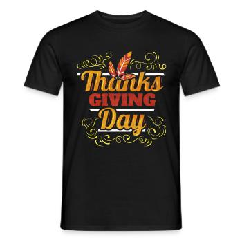 Thanks Giving Day Logo Feathers Thanksgiving - Männer T-Shirt - Schwarz - Vorne - AI Model Male 178 light (178cm)