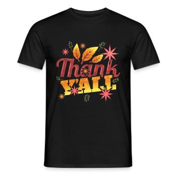Thank Y'ALL Thank You All Leaves Logo Thanksgiving - Men's T-Shirt - black - Front - AI Model Male 178 light (178cm)
