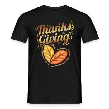 Merci Giving Logo Feuilles brunes Automne - T-shirt homme - noir - Devant - AI Model Male 178 light (178cm)