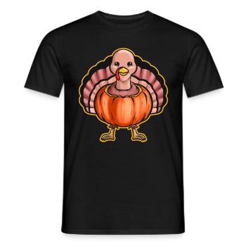 Dinde coincée dans une farce à la citrouille à l’extérieur sur - T-shirt homme - noir - Devant - AI Model Male 178 light (178cm)