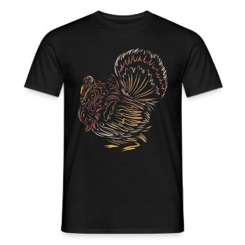 Scratched Lines Stylized Turkey Thanksgiving - Männer T-Shirt - Schwarz - Vorne - AI Model Male 178 light (178cm)