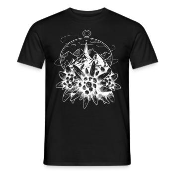 Alpen Kompass Berge Wandern Edelweiss Schweiz - Männer T-Shirt - Schwarz - Vorne - AI Model Male 178 light (178cm)