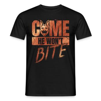 Come, He Won't Bite - Dog Owner - Men's T-Shirt - black - Front - AI Model Male 178 light (178cm)