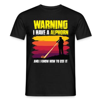Musicien suisse avec instrument de musique cor des Alpes - T-shirt homme - noir - Devant - AI Model Male 178 light (178cm)