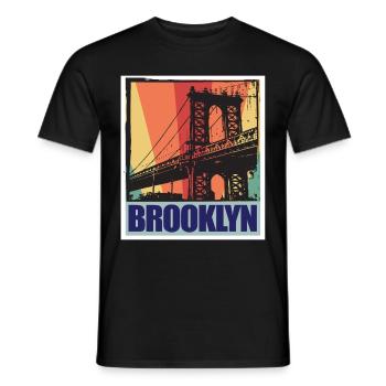 Brooklyn New York City Bridge NY Souvenir USA - Men's T-Shirt - black - Front - AI Model Male 178 light (178cm)