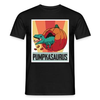 Funny Halloween Pumpkasaurus Baby Dino Horrorko - Men's T-Shirt - black - Front - AI Model Male 178 light (178cm)