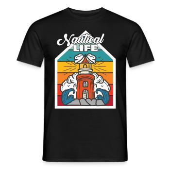 Nautical Lighthouse Captain Anchor Ship Ocean - Men's T-Shirt - black - Front - AI Model Male 178 light (178cm)