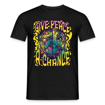 Paix Symbole de Paix Amour Liberté et Bonheur - T-shirt homme - noir - Devant - AI Model Male 178 light (178cm)