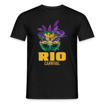 Masque de Carnaval Rio de Janeiro Célébration Brésil Karn - T-shirt homme - noir - Devant - AI Model Male 178 light (178cm)
