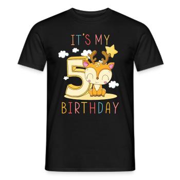 Enfants Anniversaire Garçons Filles 5 ans Fawn - T-shirt homme - noir - Devant - AI Model Male 178 light (178cm)