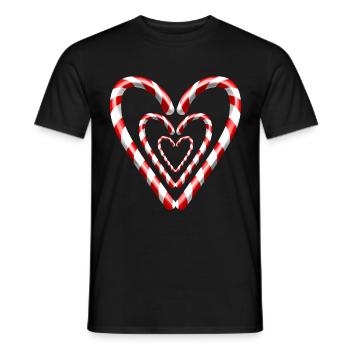 Les cannes à sucre forment des cœurs pour Noël - T-shirt homme - noir - Devant - AI Model Male 178 light (178cm)