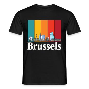 Bruxelles Atomium Atomic Nucleus Science of Physics - T-shirt homme - noir - Devant - AI Model Male 178 light (178cm)
