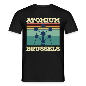 Bruxelles Atomium Heartbeat Atomic nucleus Science - T-shirt homme - noir - Devant - AI Model Male 178 light (178cm)