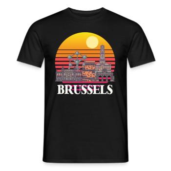 Bruxelles Skyline Science Noyau atomique Physique Atome - T-shirt homme - noir - Devant - AI Model Male 178 light (178cm)