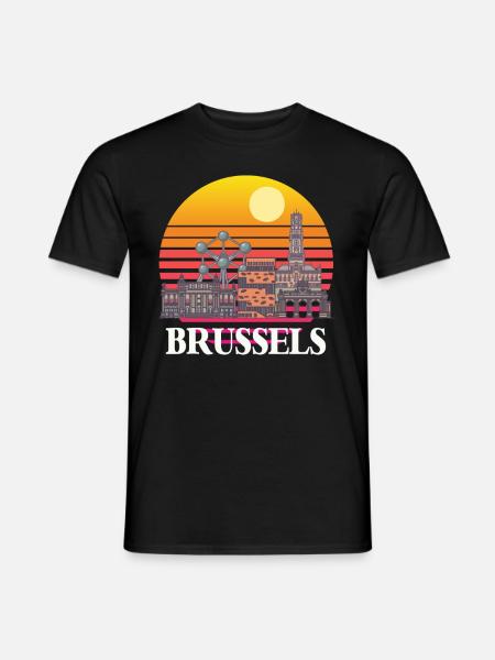 Brüssel Skyline Wissenschaft Atomkern Physik Atom - Männer T-Shirt - Schwarz