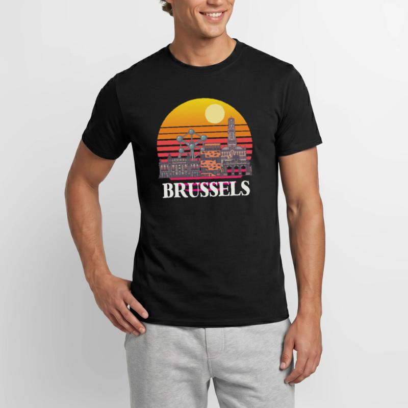 Brussels Skyline Science Atomic nucleus Physics Atom Men’s T-shirt