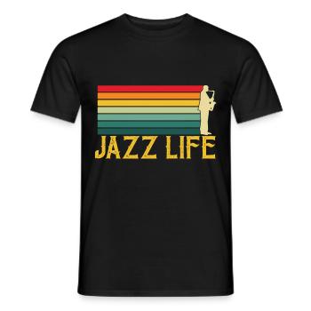 Jazz Life Musiker Saxophon Musik Orchester - Männer T-Shirt - Schwarz - Vorne - AI Model Male 178 light (178cm)