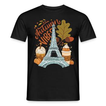 Tour Eiffel Autumn Vibes Automne à Paris Français - T-shirt homme - noir - Devant - AI Model Male 178 light (178cm)