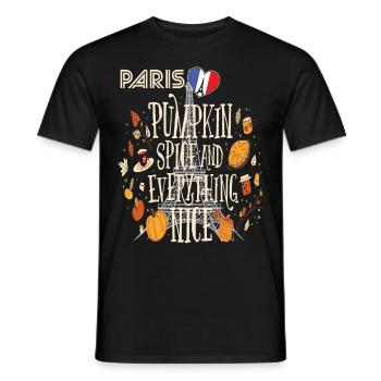 Tour Eiffel Citrouille Paris Automne France Automne i - T-shirt homme - noir - Devant - AI Model Male 178 light (178cm)