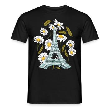 Tour Eiffel Fleur d’automne Paris Automne en France - T-shirt homme - noir - Devant - AI Model Male 178 light (178cm)