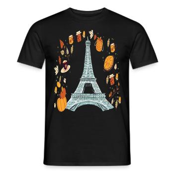 Couronne d’automne Tour Eiffel Automne à Paris Français - T-shirt homme - noir - Devant - AI Model Male 178 light (178cm)