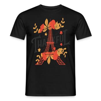 Tour Eiffel L’automne quitte Paris Souvenir Automne le - T-shirt homme - noir - Devant - AI Model Male 178 light (178cm)