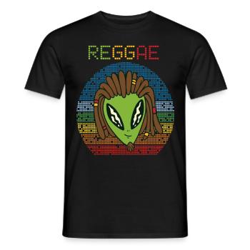 Reggae Alien Retro Jamaika Rasta Souvenir Rastafar - Männer T-Shirt - Schwarz - Vorne - AI Model Male 178 light (178cm)