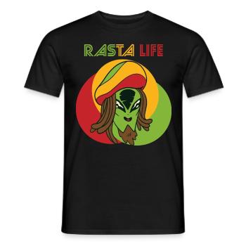 Reggae Herz Alien Rasta Jamaika Souvenir Rastafari - Männer T-Shirt - Schwarz - Vorne - AI Model Male 178 light (178cm)