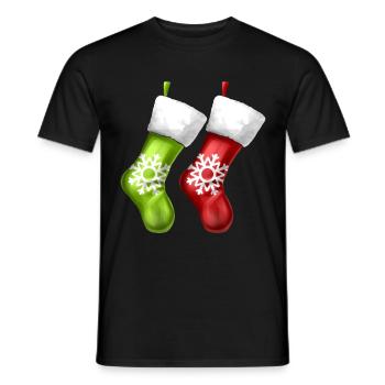 Chaussettes sur les bas de cheminée sur la cheminée de Noël - T-shirt homme - noir - Devant - AI Model Male 178 light (178cm)