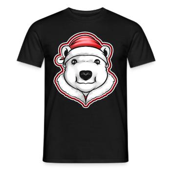 Ours polaire avec chapeau de Père Noël pour Noël - T-shirt homme - noir - Devant - AI Model Male 178 light (178cm)