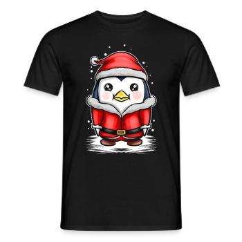 Kawaii Cute Penguin Santa Dress In Snow For - Männer T-Shirt - Schwarz - Vorne - AI Model Male 178 light (178cm)