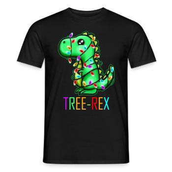 Arbre de Noël Rex T-Rex Fairy Lights Light Chain - T-shirt homme - noir - Devant - AI Model Male 178 light (178cm)