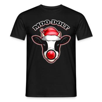 Vache habillée en Rodolf le renne Moo-dolf - T-shirt homme - noir - Devant - AI Model Male 178 light (178cm)