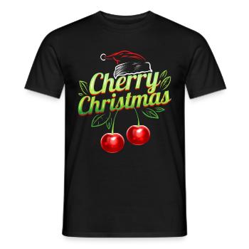 Cherry Christmas Santas Hat Merry Christmas - Männer T-Shirt - Schwarz - Vorne - AI Model Male 178 light (178cm)