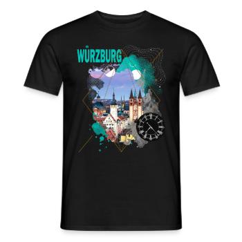Würzburg Allemagne City Skyline Vintage Retro - T-shirt homme - noir - Devant - AI Model Male 178 light (178cm)