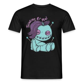 Zombie Voodoo doll thinking of you! Halloween- - Men's T-Shirt - black - Front - AI Model Male 178 light (178cm)