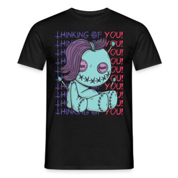 Gruseliger Voodoo Ich denke an dich! Gruseliges Ha - Männer T-Shirt - Schwarz - Vorne - AI Model Male 178 light (178cm)