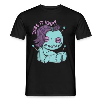 Tut es weh? Zombie Voodoo Puppe Halloween Hexerei - Männer T-Shirt - Schwarz - Vorne - AI Model Male 178 light (178cm)