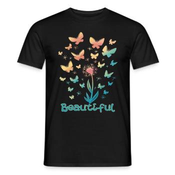 Butterfly Beautiful Flower Autumn Spring Schmett - Men's T-Shirt - black - Front - AI Model Male 178 light (178cm)