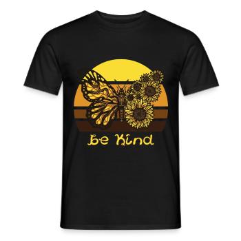 Être enfant papillon tournesol papillons L - T-shirt homme - noir - Devant - AI Model Male 178 light (178cm)