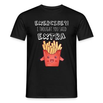Exercise - I Thought You Said Extra Fries?! - Men's T-Shirt - black - Front - AI Model Male 178 light (178cm)