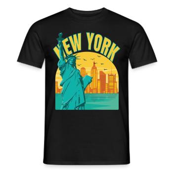 New York City Liberty Island Bridge NY Souvenir US - Men's T-Shirt - black - Front - AI Model Male 178 light (178cm)