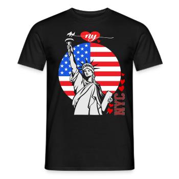 NY Souvenir New York City Manhattan États-Unis - T-shirt homme - noir - Devant - AI Model Male 178 light (178cm)