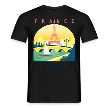 Ich liebe Paris und Eiffelturm Bonjour aus Frankre - Männer T-Shirt - Schwarz - Vorne - AI Model Male 178 light (178cm)