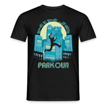 City Ninja Parkour Jumping Building Freestyle Run - Men's T-Shirt - black - Front - AI Model Male 178 light (178cm)