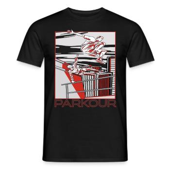 Parkour Warnung Über alles springen Laufen Springe - Männer T-Shirt - Schwarz - Vorne - AI Model Male 178 light (178cm)