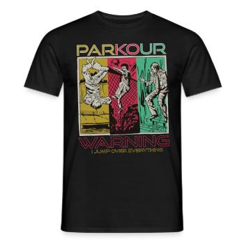Parkour Downtown Running Jumping Freestyle Runner - Men's T-Shirt - black - Front - AI Model Male 178 light (178cm)