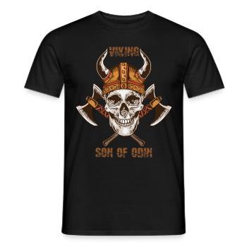 Wikinger Schädel Axt Walhalla Warriors Mythologie - Männer T-Shirt - Schwarz - Vorne - AI Model Male 178 light (178cm)