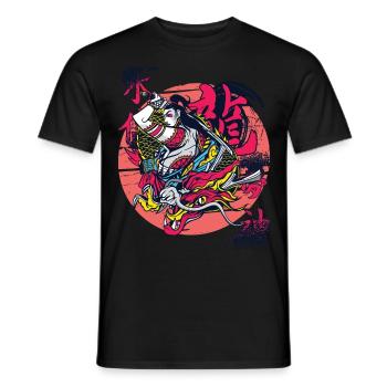 Dragon Japonais Fille Samouraï Guerrière Japonaise - T-shirt homme - noir - Devant - AI Model Male 178 light (178cm)